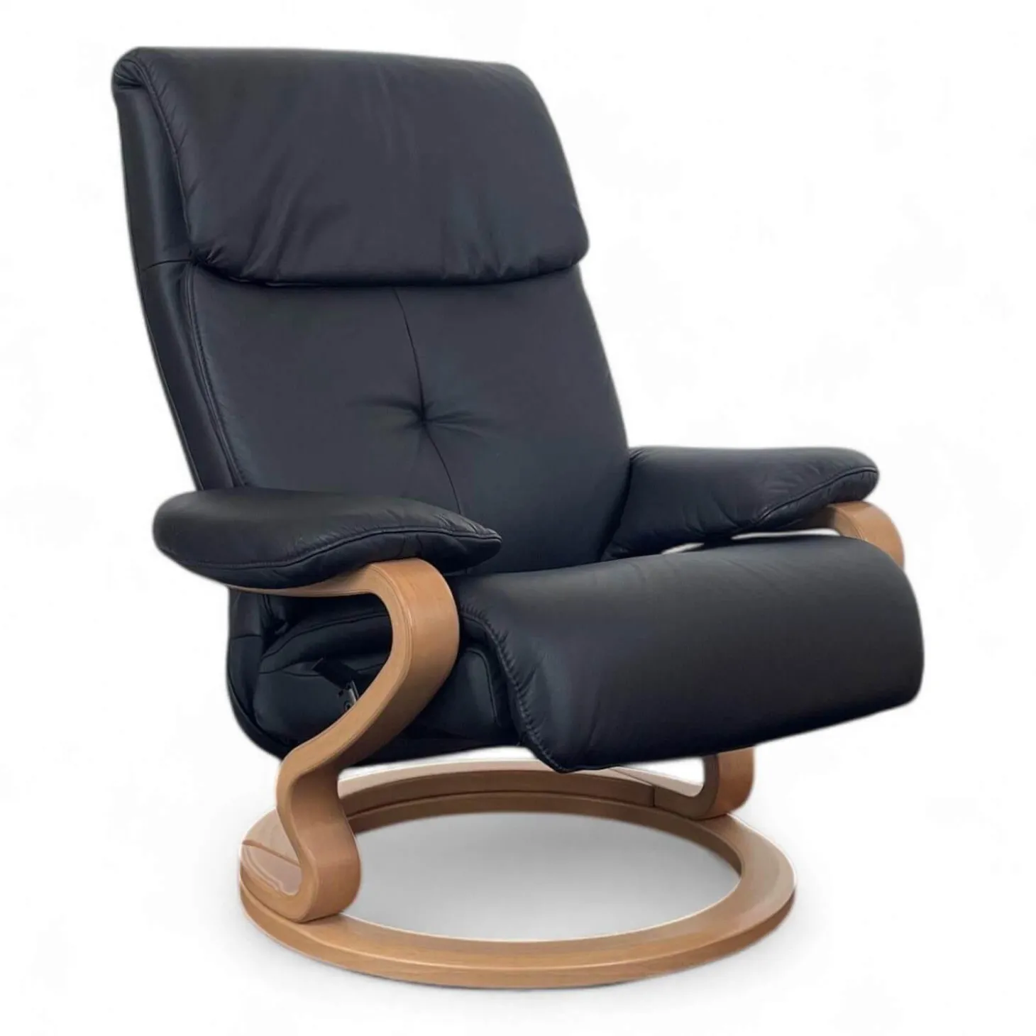 Sessel 7037 Zero Stress Echtleder Longlife Black Schwarz Gestell Buche Inklusive Hocker