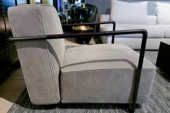 Sessel ABC Leder Beige Gestell Metall Brüniert Dunkelbraun