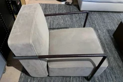 Sessel ABC Leder Beige Gestell Metall Brüniert Dunkelbraun