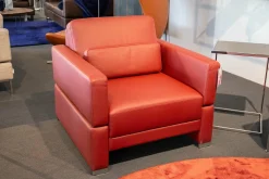 Sessel Alba Leder Jumbo 5662 0016 Füeß Metall Verchromt Inklusive Kopfstützenkissen