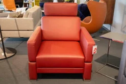 Sessel Alba Leder Jumbo 5662 0016 Füeß Metall Verchromt Inklusive Kopfstützenkissen