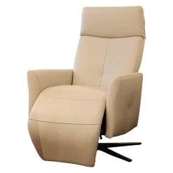 Sessel Alva Leder Montana Pearl Beige Sternfuß Metall Schwarz