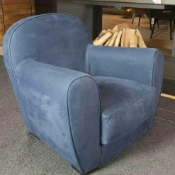 Sessel Amburgo Baby Leder Nabuck Blau