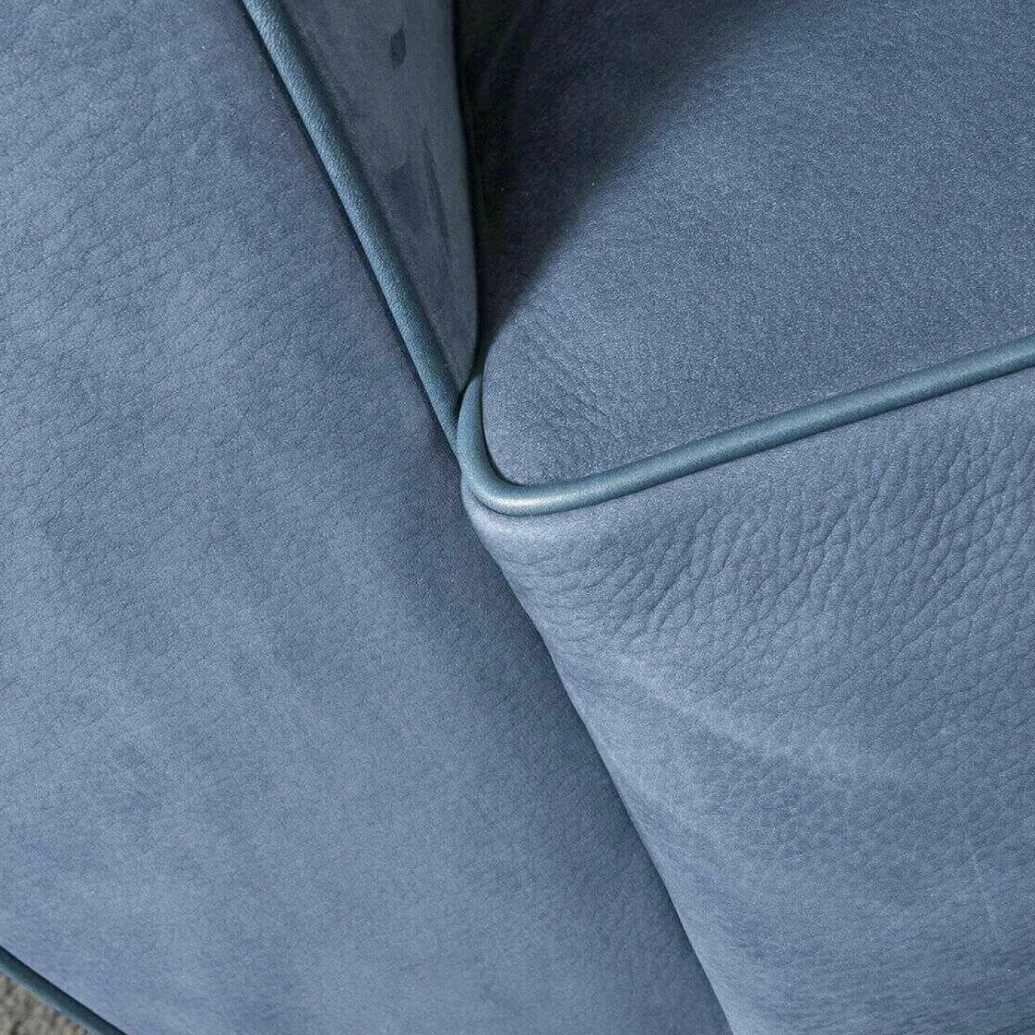 Sessel Amburgo Baby Leder Nabuck Blau