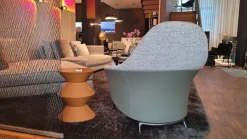 Sessel Angie ANG83S Stoff Fisher 04 Salvia Grau Rückseite Kernleder Bustier Salbeigrün Grau Grün