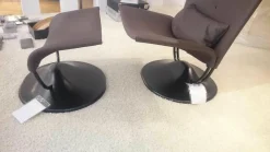 Sessel Anneau Leder U Oregon Brun Braun Gestell Schwarz mit Hocker