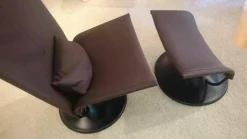 Sessel Anneau Leder U Oregon Brun Braun Gestell Schwarz mit Hocker