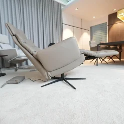 Sessel Arva E Lounge Leder Sauvage Schlammgrau 8103 Grau 5 Fuß Stern Gestell Schwarz M01 Mit Kopfstütze