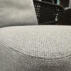 Sessel Aston Cord Indoor Stoff Kolumba 04 Platino Grau Geflecht Taslan Dunkelbraun Füße Metall Schwarz