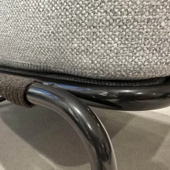 Sessel Aston Cord Indoor Stoff Kolumba 04 Platino Grau Geflecht Taslan Dunkelbraun Füße Metall Schwarz