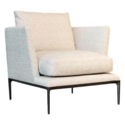 Sessel Atoll Stoff Sara Grau Melange Gestell Schwarz Verchromt Lackiert