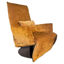 Sessel Baboo Stoff Shabby Chic Cognac 799 24 Gelb Gestell Metall Matt Schwarz Elektrisch Verstellbar