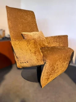 Sessel Baboo Stoff Shabby Chic Cognac 799 24 Gelb Gestell Metall Matt Schwarz Elektrisch Verstellbar