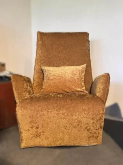 Sessel Baboo Stoff Shabby Chic Cognac 799 24 Gelb Gestell Metall Matt Schwarz Elektrisch Verstellbar