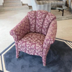 Sessel Bahama 617 Stoff Blauviolett Beige Füße Mit Stoff Bezogen