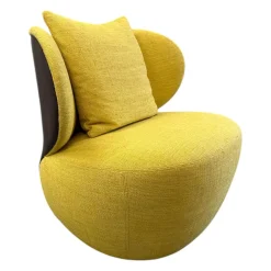 Sessel Bao 207 10 C Sitz Stoff Lucia 7694 Corn Gelb Rücken Leder Saddle Coffee Schwarz Braun Drehteller Schwarz Matt Inklusive Kissen