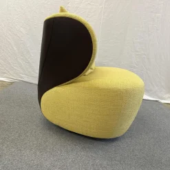 Sessel Bao 207 10 C Sitz Stoff Lucia 7694 Corn Gelb Rücken Leder Saddle Coffee Schwarz Braun Drehteller Schwarz Matt Inklusive Kissen