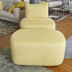 Sessel Barrel Stoff Stoff C Luxuryweaving Gelb Fischgrät mit Hocker