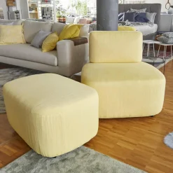 Sessel Barrel Stoff Stoff C Luxuryweaving Gelb Fischgrät mit Hocker