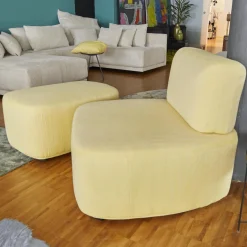 Sessel Barrel Stoff Stoff C Luxuryweaving Gelb Fischgrät mit Hocker