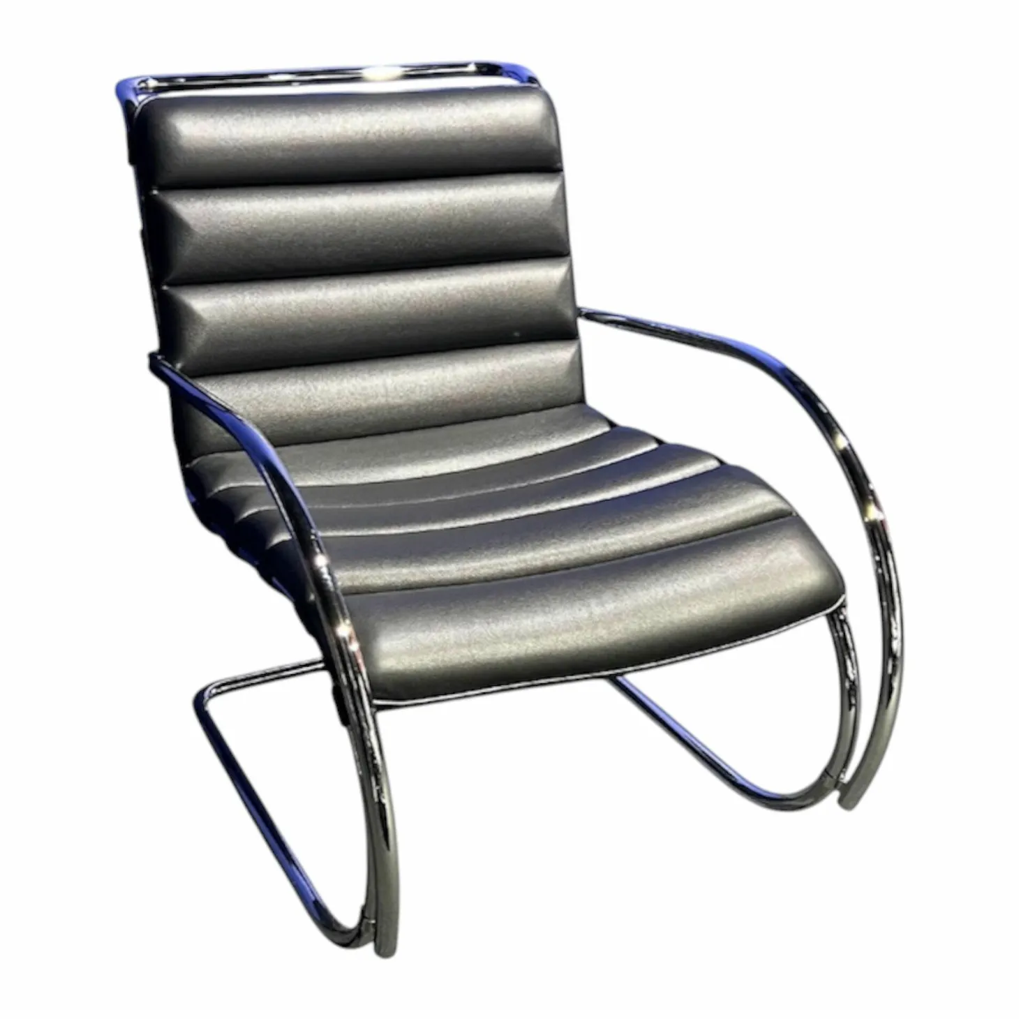 Sessel Bauhaus Edition Leder Bellagio BEL01 Schwarz Gestell Cromo Lucido