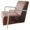 Sessel Bertus Leder Tundra 600 Choco Braun Metallgestell Weiß Lackiert