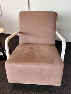 Sessel Bertus Leder Tundra 600 Choco Braun Metallgestell Weiß Lackiert