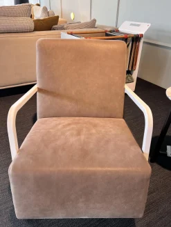 Sessel Bertus Leder Tundra 600 Choco Braun Metallgestell Weiß Lackiert