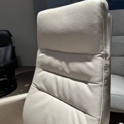 Sessel Best Choice Drenthe Small Bezug Leder Polo 1027 Weiß Creme Gestell X 60 Chrom Gebürstet Elektrisch Verstellbar 2 Motoren