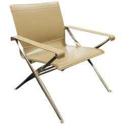 Sessel Beverly 14 Kernleder Tortora 1121280 Rahmen Aluminium