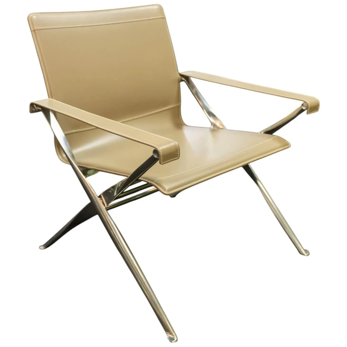 Sessel Beverly 14 Kernleder Tortora 1121280 Rahmen Aluminium