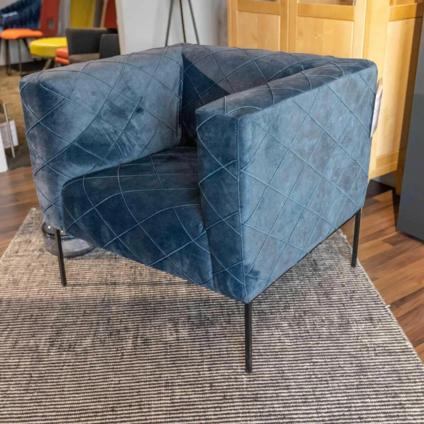 Sessel Block Bezug 517 Soft Skin Rhombus 05 Blue