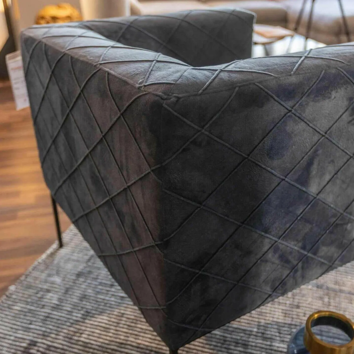 Sessel Block Bezug 517 Soft Skin Rhombus 05 Blue