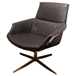 Sessel Bond Leder Space Schiefer Grau Drehbar