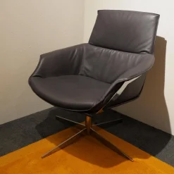 Sessel Bond Leder Space Schiefer Grau Drehbar