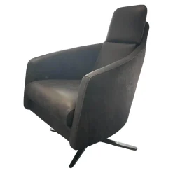 Sessel Boss Bezug Leder Star Graphit Gestell Viersternfuß Verchromt