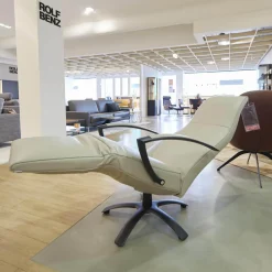 Sessel Brainbuilder JR 7760 Mono Move Maxi Bezug Leder Celia Egg Beige 5 Strein Fuß Ellipse Lackiert Schwarz