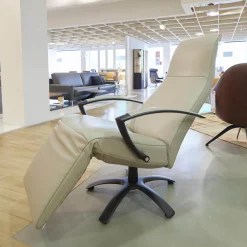 Sessel Brainbuilder JR 7760 Mono Move Maxi Bezug Leder Celia Egg Beige 5 Strein Fuß Ellipse Lackiert Schwarz