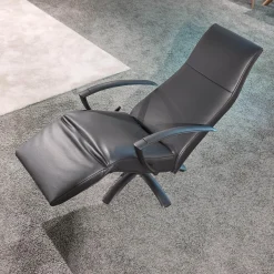 Sessel Brainbuilder Mono Move Black Edition Leder Celia Nero Schwarz 5 Stern Fuß Ellipse Schwarz Lackiert