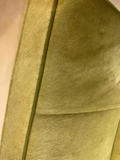 Sessel Bridge Stoff Roßhaar Grün Gestell Edelstahl Poliert