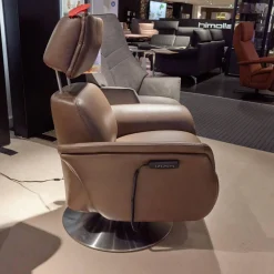 Sessel Brookline 7170 Leder Longlife Zigarre Braun Fußteller Edelstahloptik Mit 2 Motorig Verstellungen