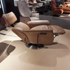 Sessel Brookline 7170 Leder Longlife Zigarre Braun Fußteller Edelstahloptik Mit 2 Motorig Verstellungen