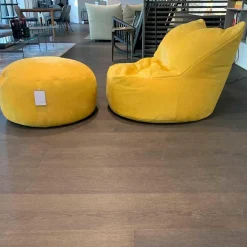 Sessel Bubba Leder Nabuk 80 Giallo Gelb mit Hocker