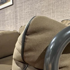 Sessel Can Stoff Canvas Army Braun Gestell Stahl Pulverbeschichtet Grau