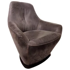 Sessel Cantate Bezug Leder Danza 315 Mirage Grau Stahlfuß Epoxy E2200 Nuit Grau Garnfarbe 899 Ocker Braun