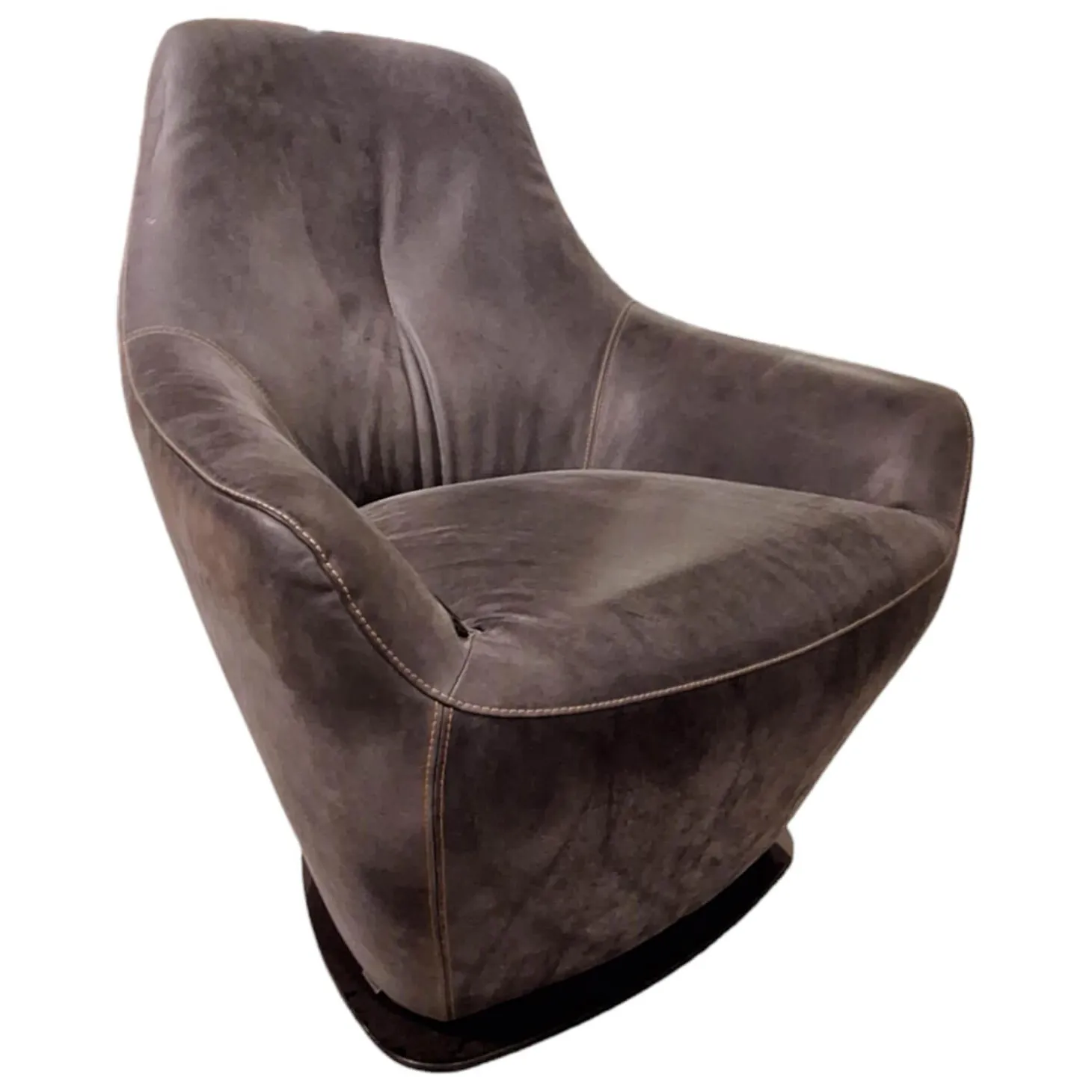 Sessel Cantate Bezug Leder Danza 315 Mirage Grau Stahlfuß Epoxy E2200 Nuit Grau Garnfarbe 899 Ocker Braun