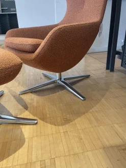 Sessel Caruzzo 662 100 Stoff Monza 27 Rost Braun Rot Gestell Pure Aluminium Poliert Inklusive Hocker