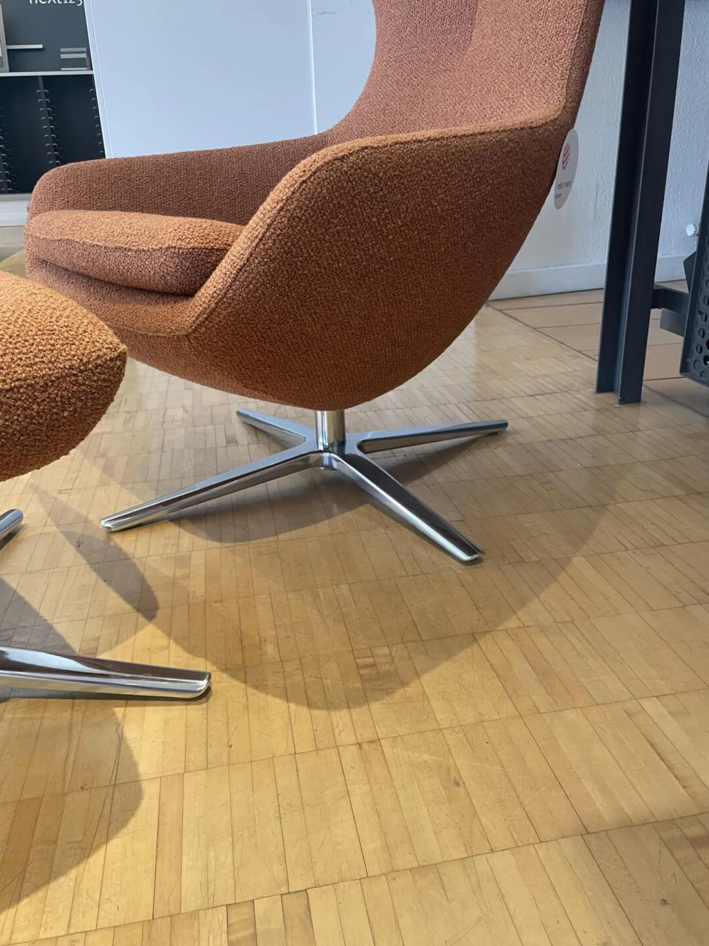 Sessel Caruzzo 662 100 Stoff Monza 27 Rost Braun Rot Gestell Pure Aluminium Poliert Inklusive Hocker