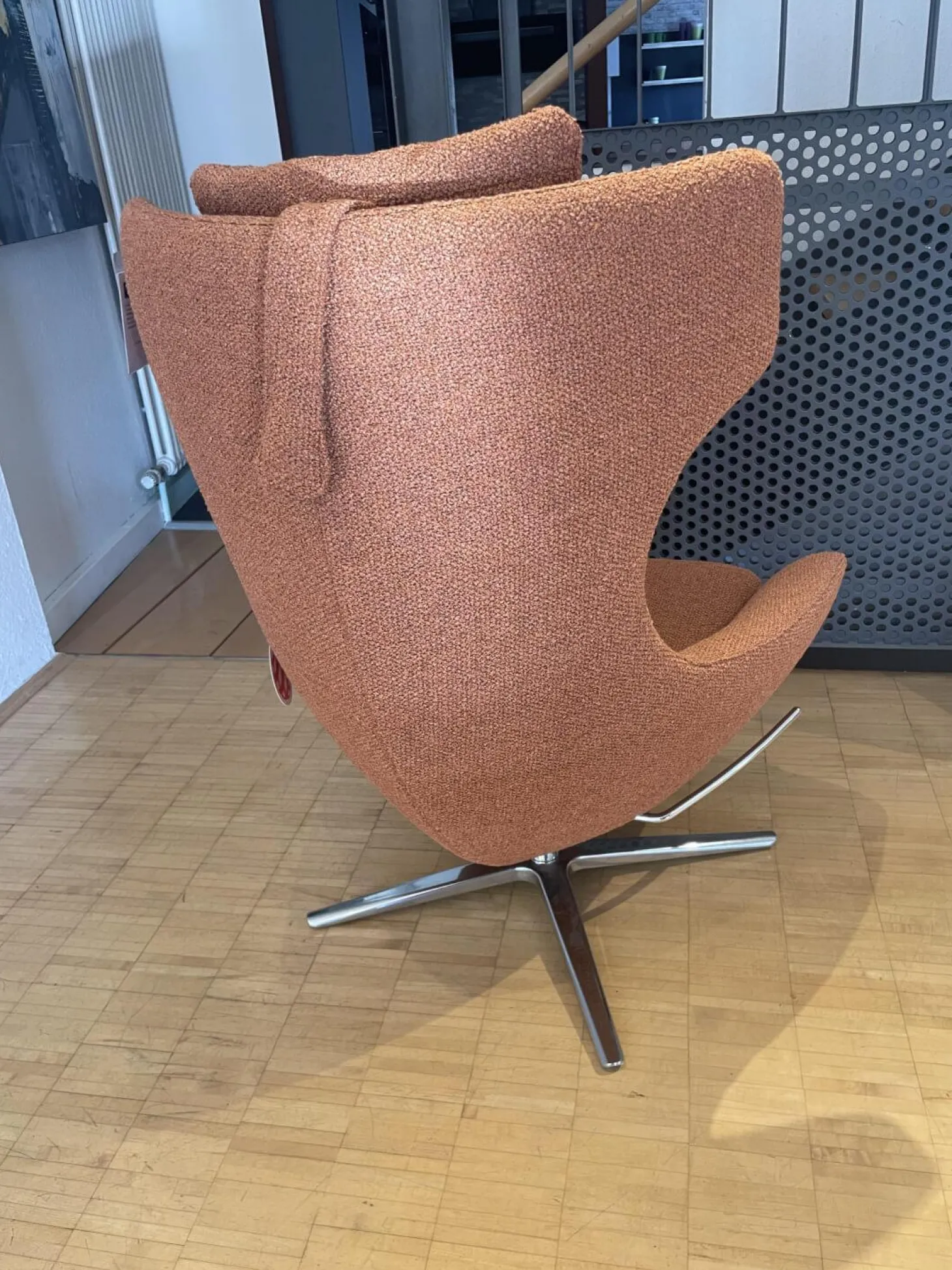 Sessel Caruzzo 662 100 Stoff Monza 27 Rost Braun Rot Gestell Pure Aluminium Poliert Inklusive Hocker