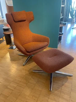 Sessel Caruzzo 662 100 Stoff Monza 27 Rost Braun Rot Gestell Pure Aluminium Poliert Inklusive Hocker